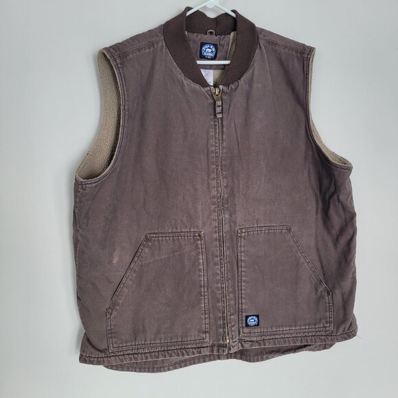 Polar King Key Vest Mens 2X-Large Tall 2XLT Sherpa Lined Brown Canvas Workwear - Picture 1 of 5